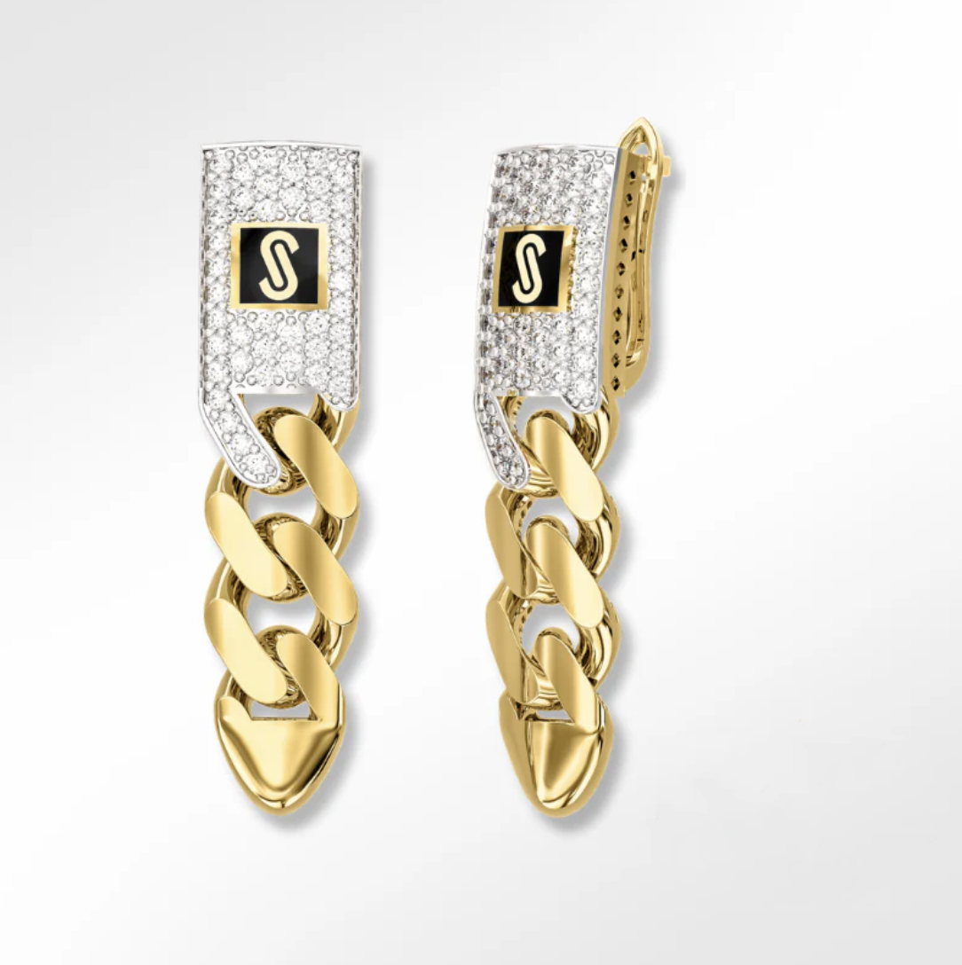 Earrings - Monaco Chain Classic Pave Lock